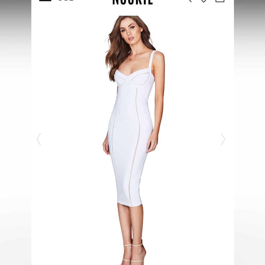 Nookie, Made & Designed In Australia White Midi Dress. Size M. Brand New W/Tag